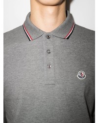 Pull à col polo gris Moncler