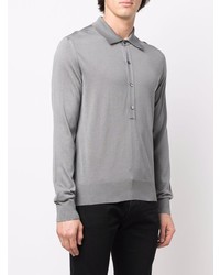 Pull à col polo gris Tom Ford