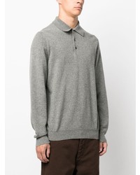 Pull à col polo gris Fedeli