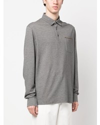 Pull à col polo gris Zegna