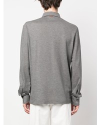 Pull à col polo gris Zegna