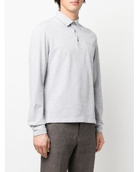 Pull à col polo gris Ermenegildo Zegna