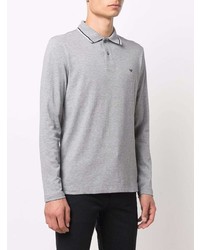 Pull à col polo gris Emporio Armani