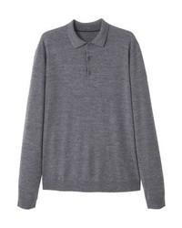 Pull à col polo gris Mango