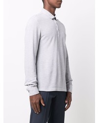 Pull à col polo gris Ermenegildo Zegna