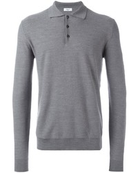 Pull à col polo gris