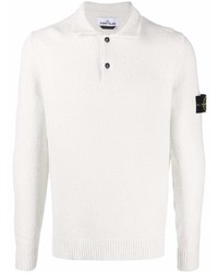 Pull à col polo gris Stone Island