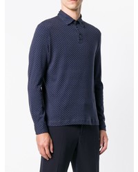 Pull à col polo imprimé bleu marine Zanone