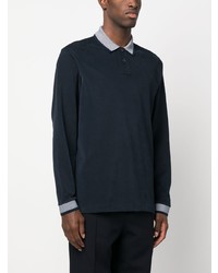 Pull à col polo imprimé bleu marine BOSS