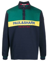 Pull à col polo imprimé bleu marine Paul & Shark