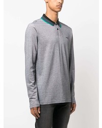 Pull à col polo imprimé gris BOSS