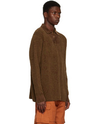 Pull à col polo imprimé marron Jacquemus