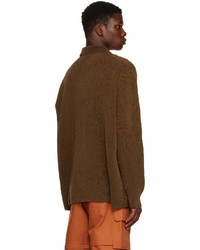 Pull à col polo imprimé marron Jacquemus