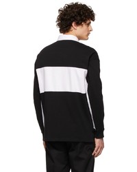 Pull à col polo imprimé noir et blanc Moschino