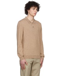 Pull à col polo marron clair A.P.C.