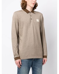 Pull à col polo marron clair BOSS