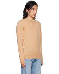 Pull à col polo marron clair Ghiaia Cashmere