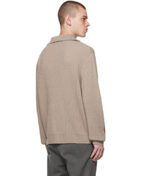 Pull à col polo marron clair Solid Homme