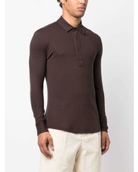 Pull à col polo marron foncé Orlebar Brown