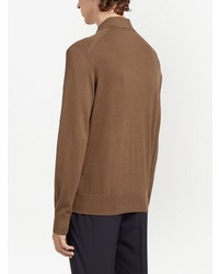 Pull à col polo marron Zegna