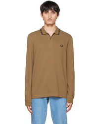 Pull à col polo marron Fred Perry