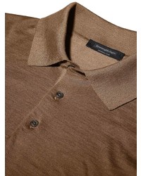 Pull à col polo marron Ermenegildo Zegna