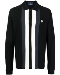 Pull à col polo noir et blanc Fred Perry