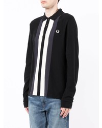 Pull à col polo noir et blanc Fred Perry