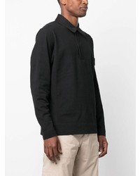 Pull à col polo noir Stone Island