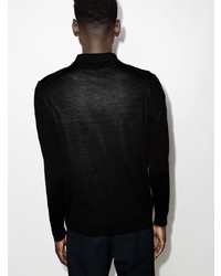 Pull à col polo noir Kiton