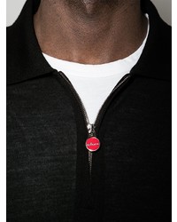 Pull à col polo noir Kiton