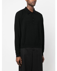 Pull à col polo noir Saint Laurent