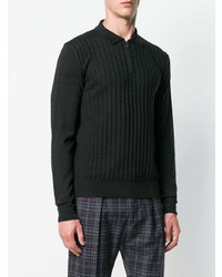 Pull à col polo noir Corneliani