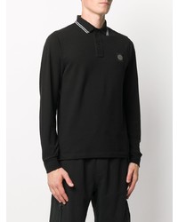 Pull à col polo noir Stone Island