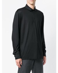 Pull à col polo noir Ermenegildo Zegna