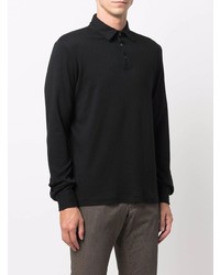 Pull à col polo noir Zanone