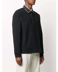 Pull à col polo noir Valentino