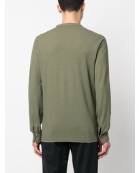 Pull à col polo olive Zanone