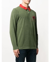 Pull à col polo olive Kent & Curwen