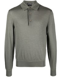 Pull à col polo olive Tom Ford