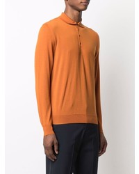 Pull à col polo orange Drumohr