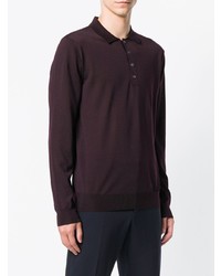 Pull à col polo pourpre foncé Corneliani