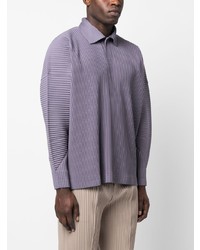 Pull à col polo pourpre Homme Plissé Issey Miyake