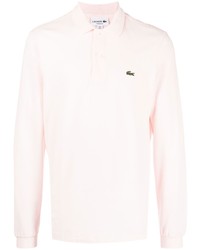 Pull à col polo rose Lacoste