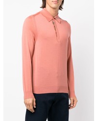 Pull à col polo rose Paul Smith