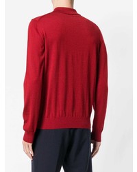 Pull à col polo rouge Z Zegna