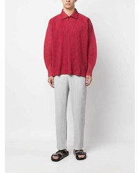 Pull à col polo rouge Homme Plissé Issey Miyake