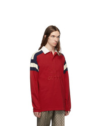 Pull à col polo rouge Gucci