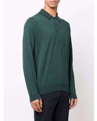 Pull à col polo vert foncé John Smedley