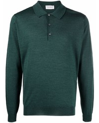 Pull à col polo vert foncé John Smedley